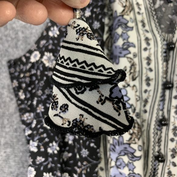 Knox Rose Maxi Boho Gypsy Dress Ruffles Tie & Tassel Black White Sz M - Picture 6 of 10